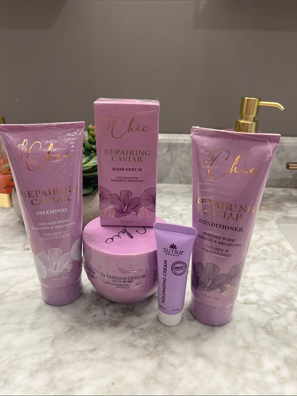 Le-Chic Repairing Caviar Hair Care Bundle